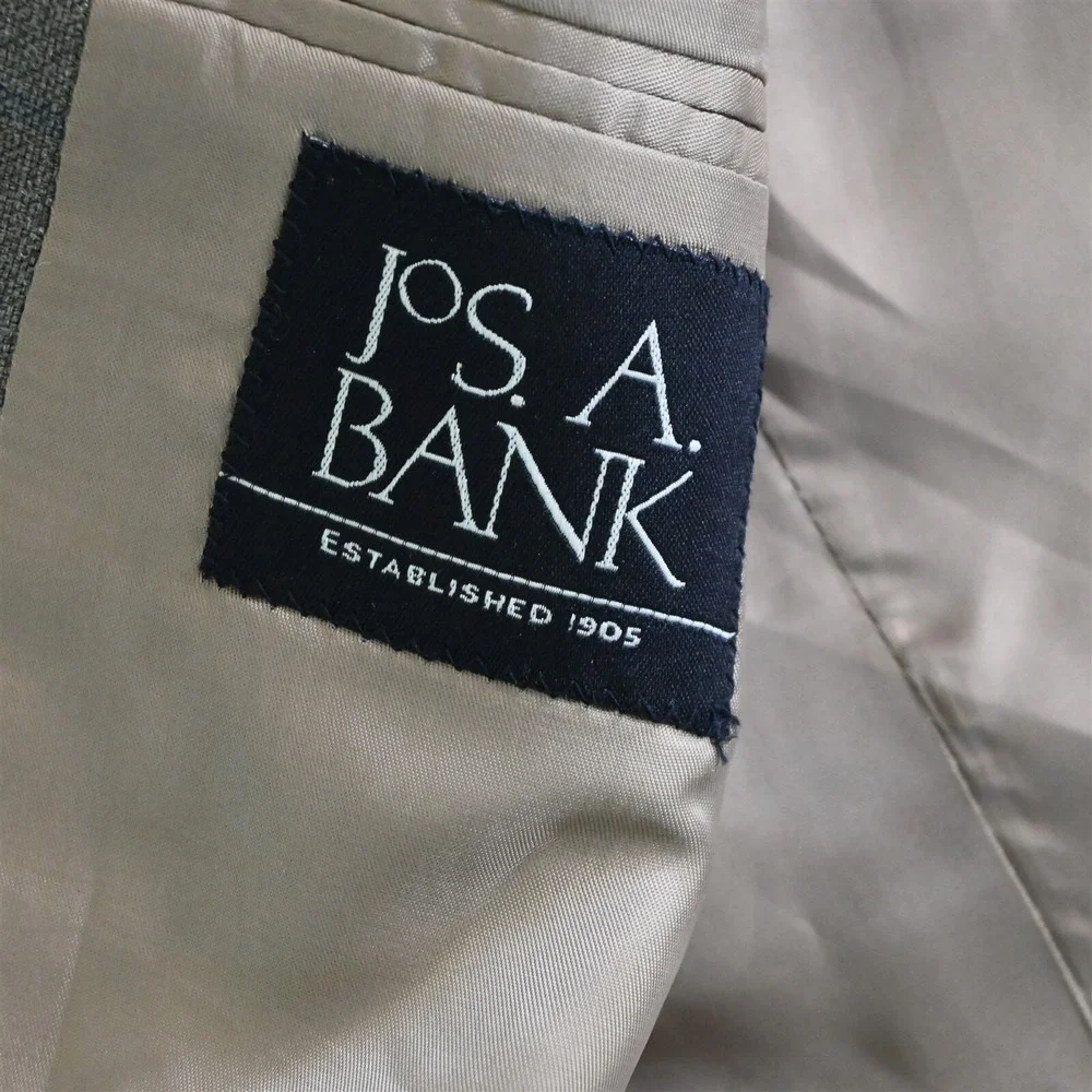 Jos A Bank 44R Green Windowpane Check‎ Silk Wool Blazer Jacket Sport Coat